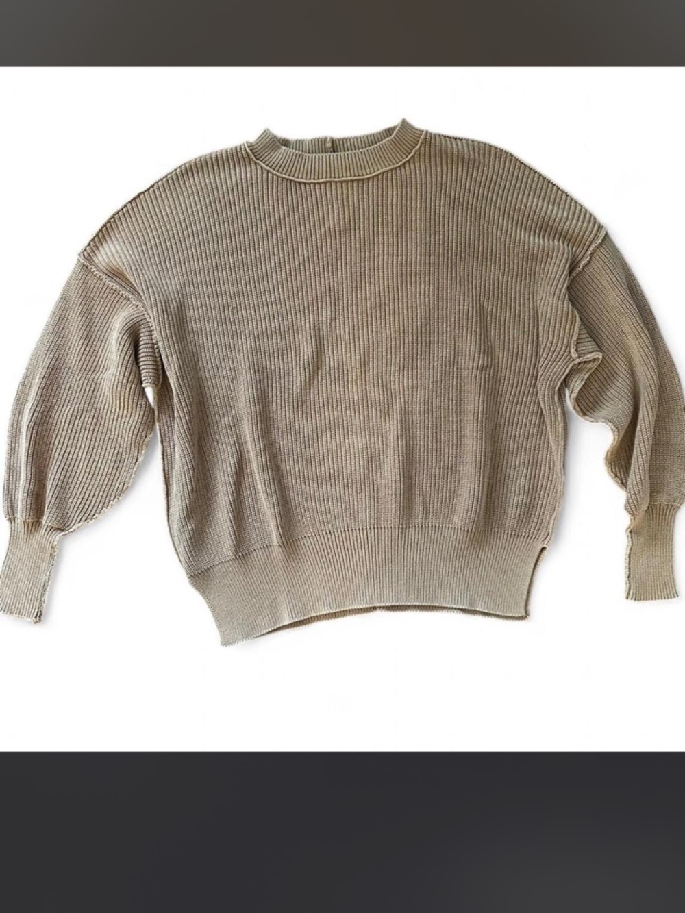 aerie Chunky Ribbed Sweater Oversized Washed Look Crewneck